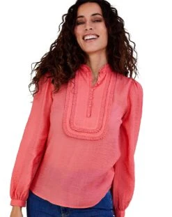 Monsoon Liz Textured Bib Plain Blouse -Deals Stylo Vex Store jr450 54261834 2