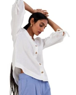 Monsoon Tie Cuff Button Through Blouse -Deals Stylo Vex Store jr660 54015313 2