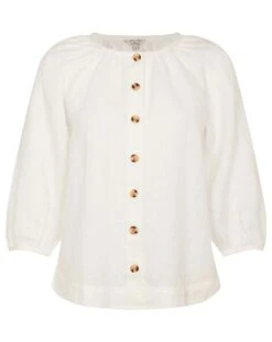 Monsoon Tie Cuff Button Through Blouse