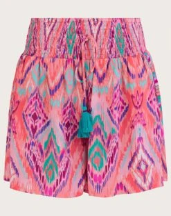 Monsoon Ikat Print Tape Trim Shorts