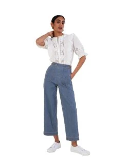 Monsoon Annette Crochet Trim Blouse