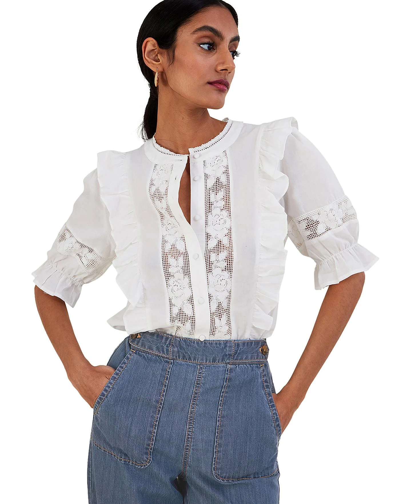 Monsoon Annette Crochet Trim Blouse 4 Monsoon Annette Crochet Trim Blouse - Image 2