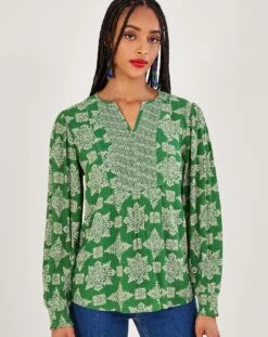 Monsoon Fernandia Pleated Geometric Top -Deals Stylo Vex Store jr937 54021907 2