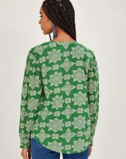 Monsoon Fernandia Pleated Geometric Top -Deals Stylo Vex Store jr937 54021907 4