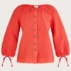 Monsoon Tie Cuffs Linen Blouse -Deals Stylo Vex Store ru452 54021409 3