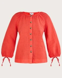 Monsoon Tie Cuffs Linen Blouse