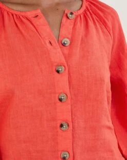 Monsoon Tie Cuffs Linen Blouse -Deals Stylo Vex Store ru452 54021409 4