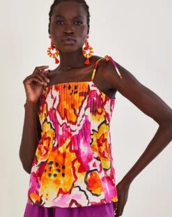 Monsoon Chantal Pleated Print Cami Top -Deals Stylo Vex Store ru497 54275715 2