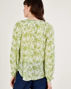 Monsoon Oriana Metallic Palm Blouse -Deals Stylo Vex Store ru555 54276646 2