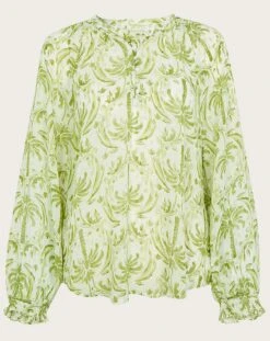 Monsoon Oriana Metallic Palm Blouse