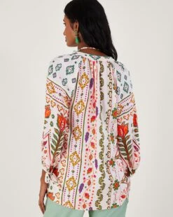 Monsoon Print Shirred Blouse -Deals Stylo Vex Store ru596 54016246 4