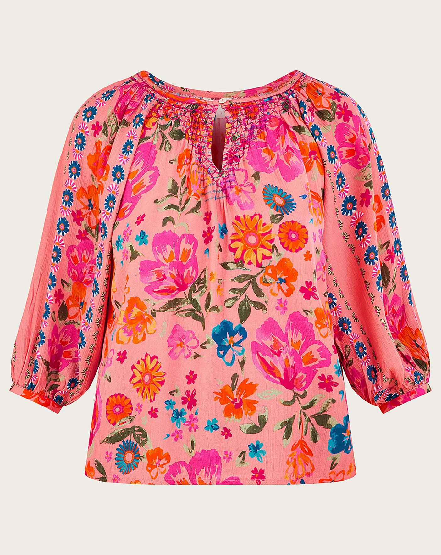 Monsoon Alina Flower Shirred Blouse 3 Monsoon Alina Flower Shirred Blouse