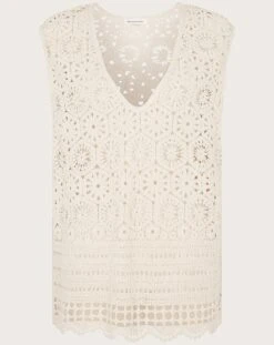 Monsoon Crochet V-Neck Loose Tank Top