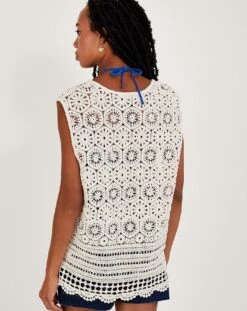 Monsoon Crochet V-Neck Loose Tank Top -Deals Stylo Vex Store ru875 54313360 4