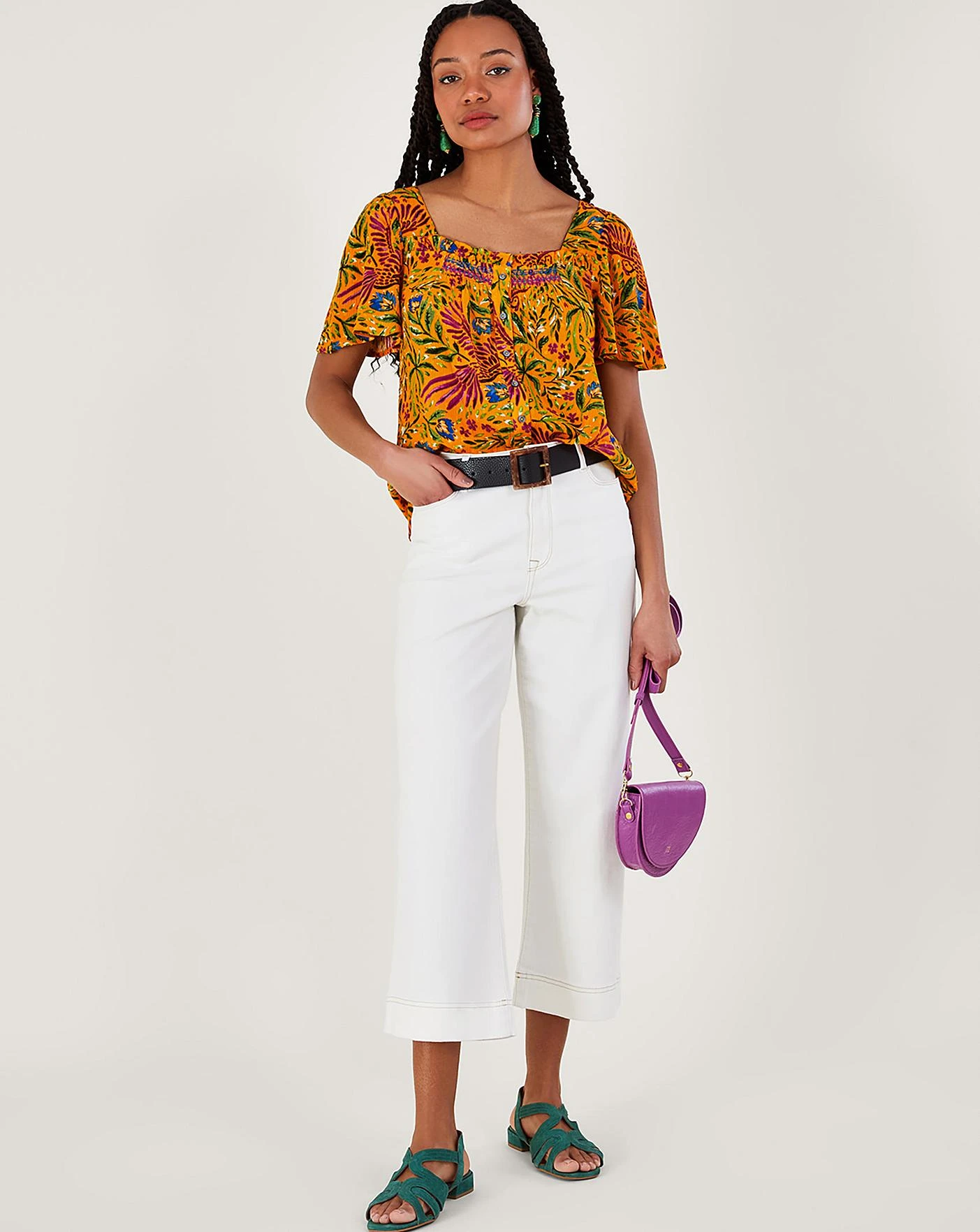 Monsoon Floral And Palm Short Sleeve Top 4 Monsoon Floral And Palm Short Sleeve Top - Image 2