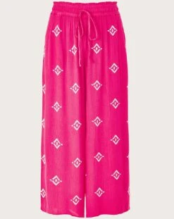 Monsoon Embroidered Motif Wide Trousers