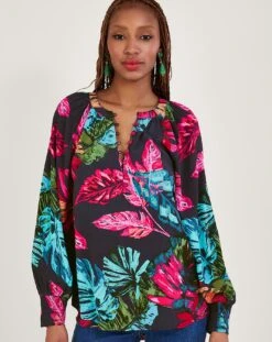 Monsoon Bria Palm Print Blouse -Deals Stylo Vex Store uj359 54280654 2