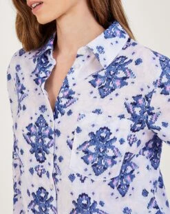 Monsoon Laurie Ikat Button Linen Shirt -Deals Stylo Vex Store vj388 54005402 4