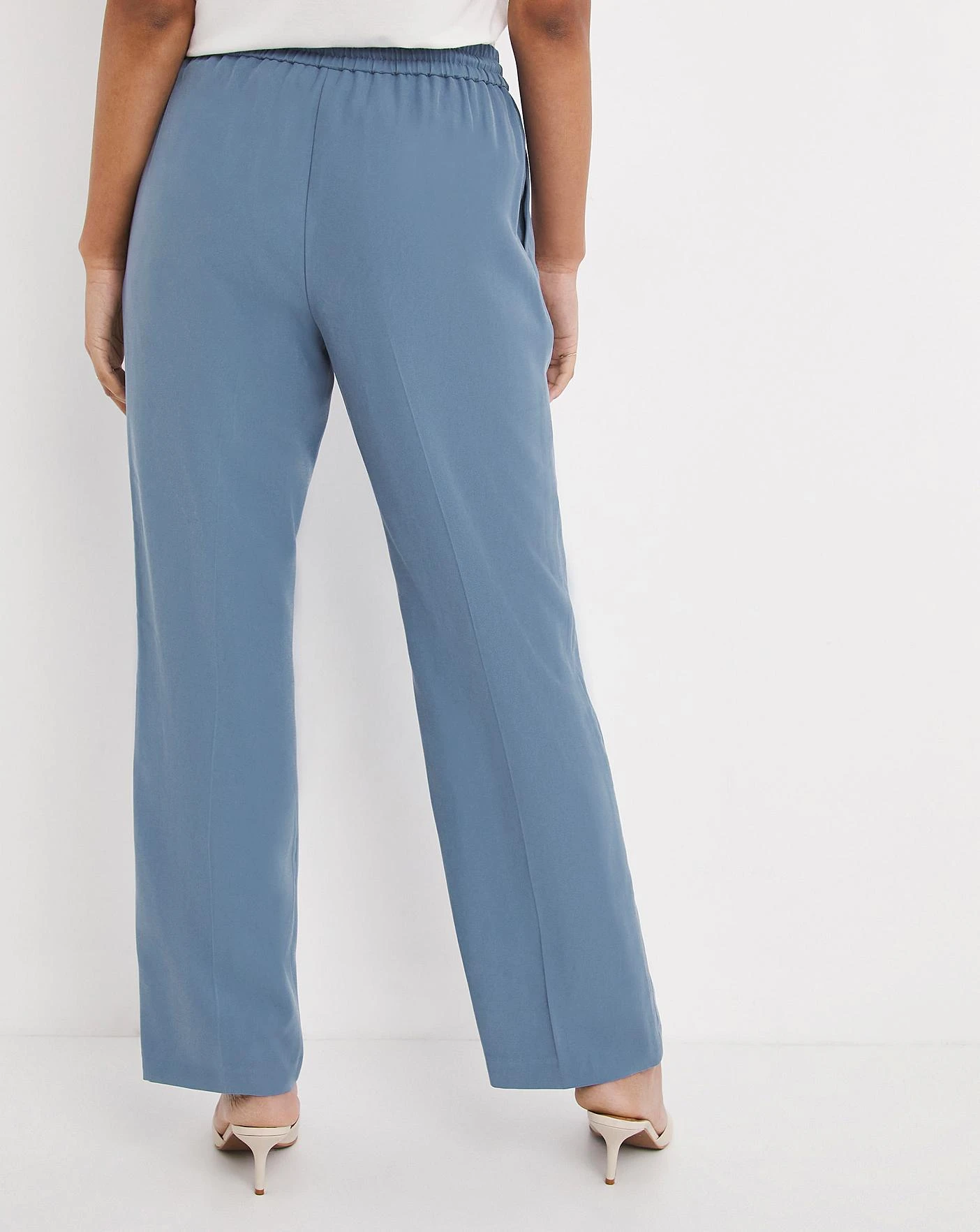 Blue Lyocell Pull On Wide Leg Trouser 6 Blue Lyocell Pull On Wide Leg Trouser - Image 4