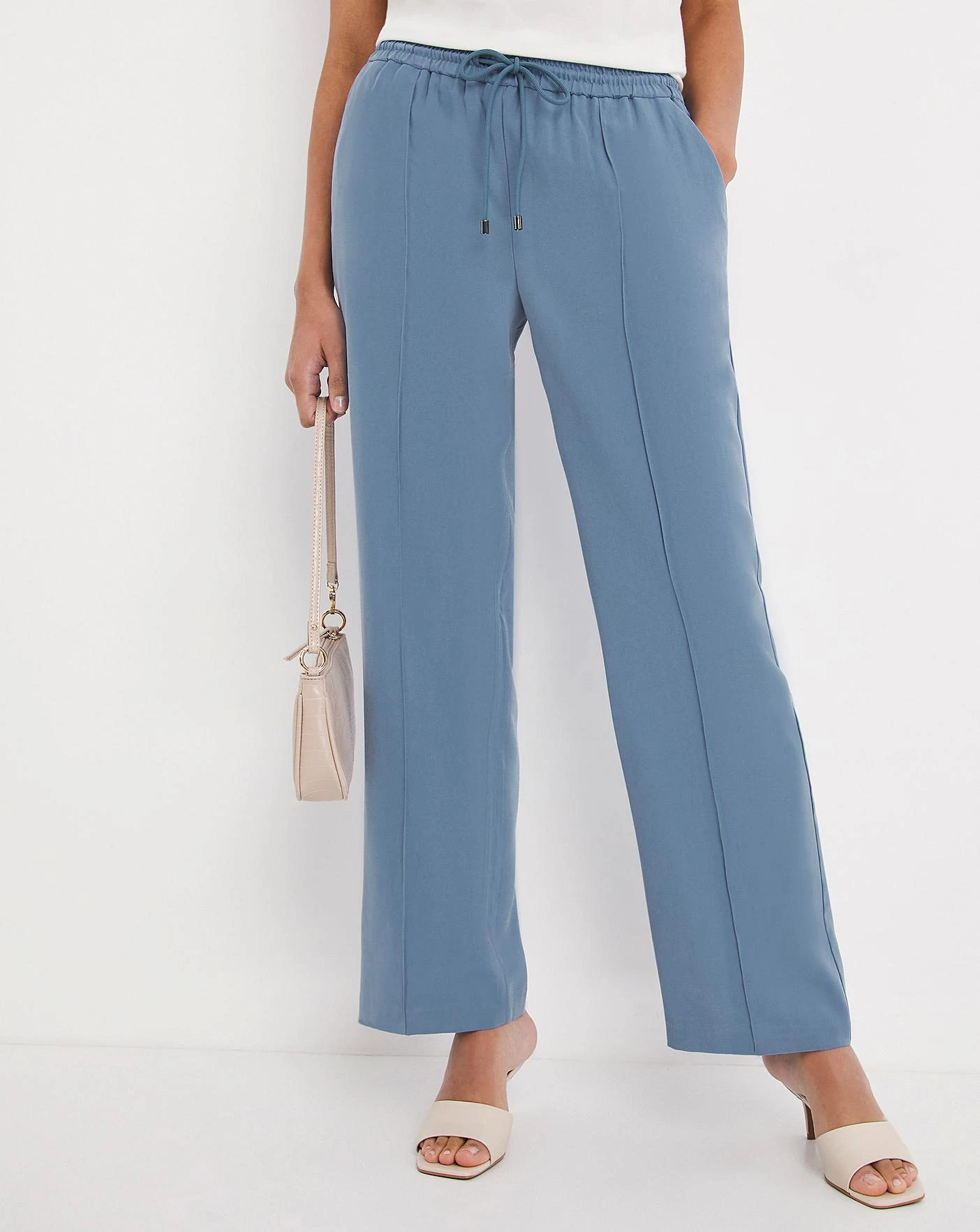 Blue Lyocell Pull On Wide Leg Trouser 4 Blue Lyocell Pull On Wide Leg Trouser - Image 2
