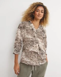 Natural Print Wrap Shirt