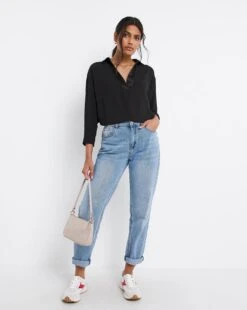 Black Satin Trim Shirt