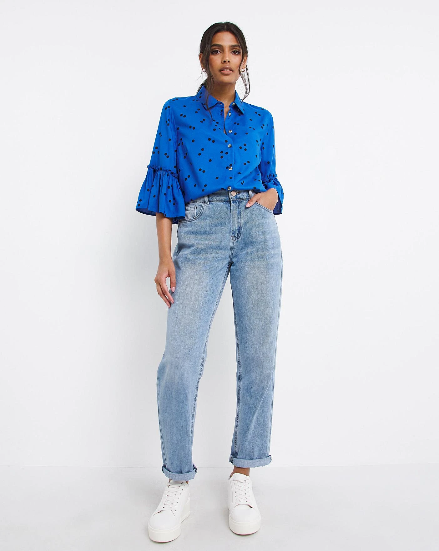Blue Spot Frill Cuff Shirt 7 Blue Spot Frill Cuff Shirt - Image 5