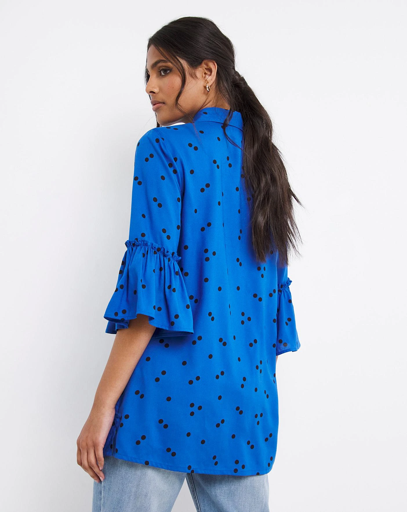 Blue Spot Frill Cuff Shirt 4 Blue Spot Frill Cuff Shirt - Image 2