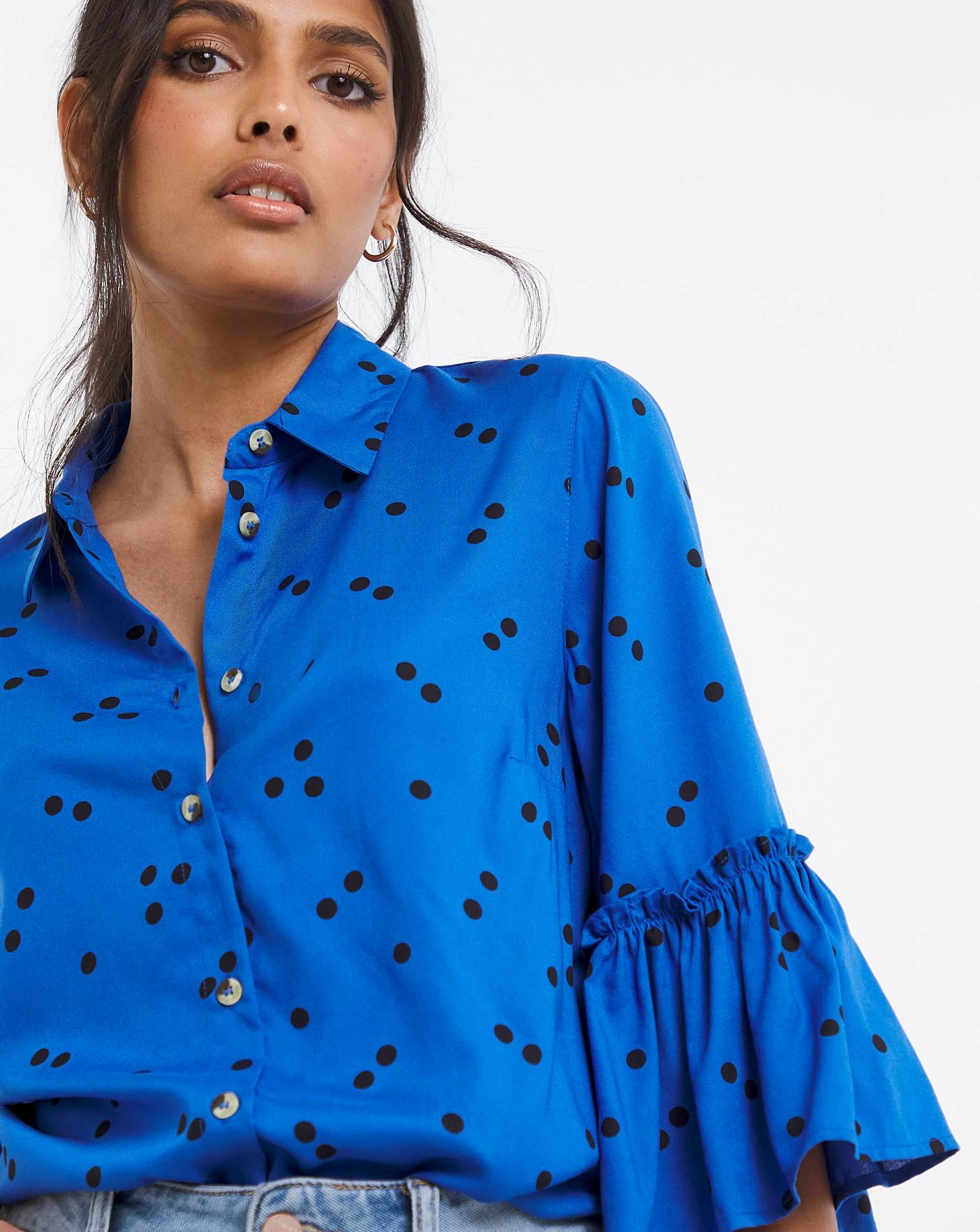 Blue Spot Frill Cuff Shirt 6 Blue Spot Frill Cuff Shirt - Image 4