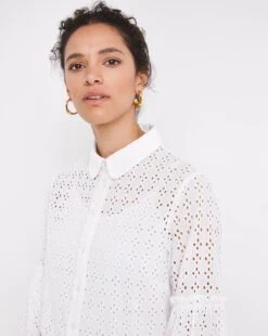 White Volume Sleeve Broderie Shirt -Deals Stylo Vex Store x01ch971753w