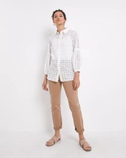 White Volume Sleeve Broderie Shirt -Deals Stylo Vex Store x01ch971754w