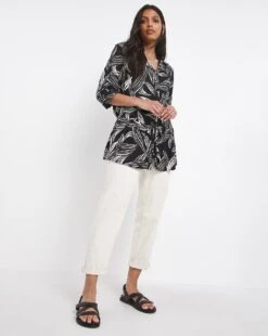 Black Print Drawstring Shirt -Deals Stylo Vex Store x01ch994726w