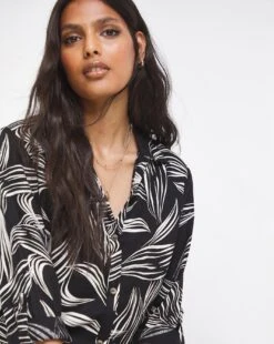 Black Print Drawstring Shirt -Deals Stylo Vex Store x01ch994728w