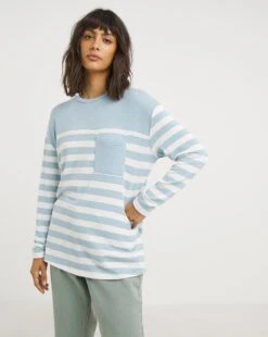 Blue And White Stripe Soft Touch Top -Deals Stylo Vex Store x01ri222748w