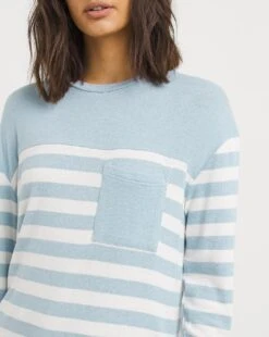 Blue And White Stripe Soft Touch Top -Deals Stylo Vex Store x01ri222749w