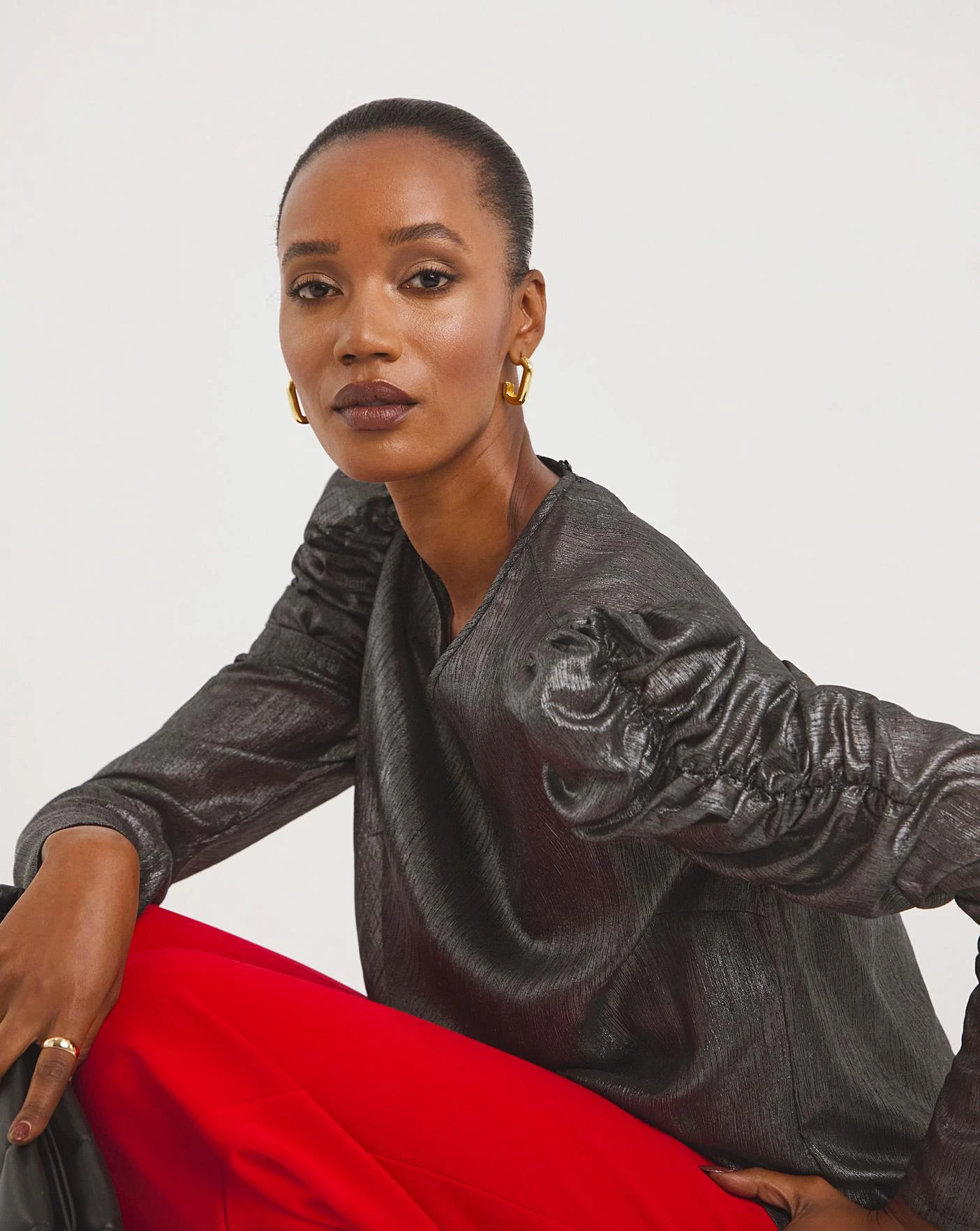 Pewter Ruched Sleeve Top 4 Pewter Ruched Sleeve Top - Image 3