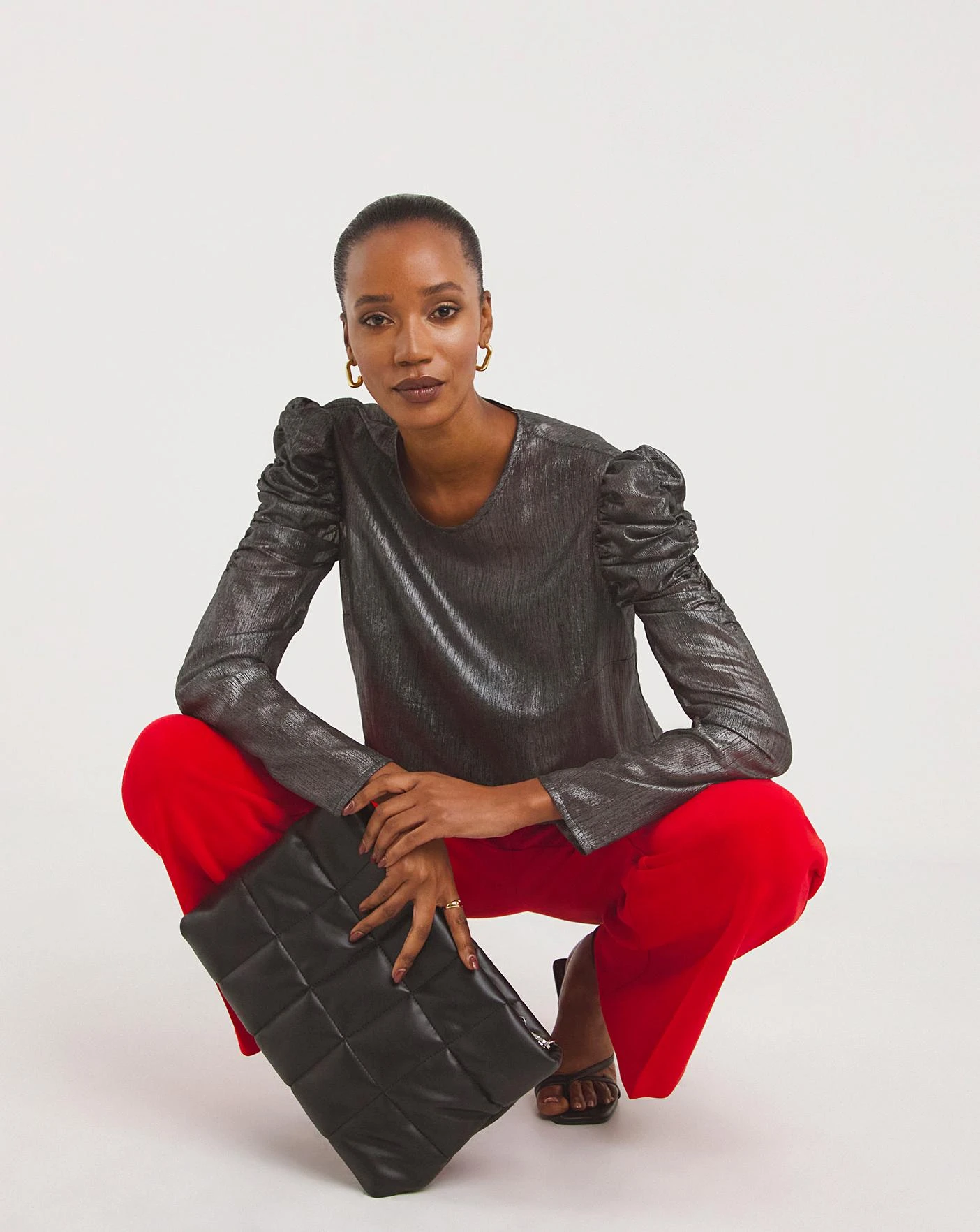 Pewter Ruched Sleeve Top 3 Pewter Ruched Sleeve Top - Image 2