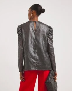 Pewter Ruched Sleeve Top 8 Pewter Ruched Sleeve Top -Deals Stylo Vex Store x01tu156722w