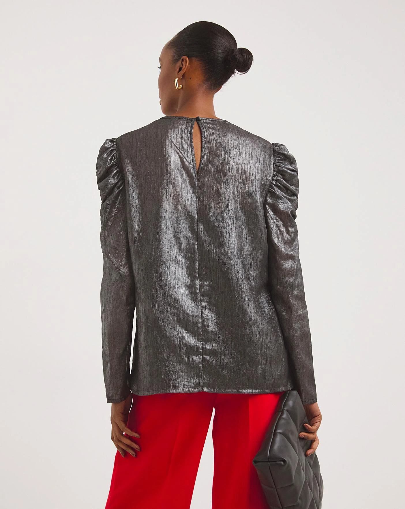 Pewter Ruched Sleeve Top 5 Pewter Ruched Sleeve Top - Image 4