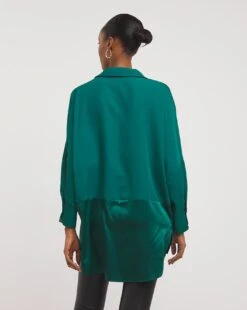 Longline Satin Mix Shirt -Deals Stylo Vex Store x01tu166743w