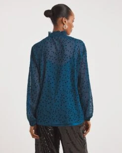 High Neck Flocked Top -Deals Stylo Vex Store x01tu241748w