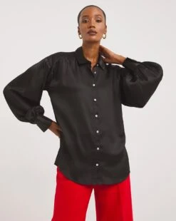 Satin Shirt With Embellished Buttons -Deals Stylo Vex Store x01tu275719w