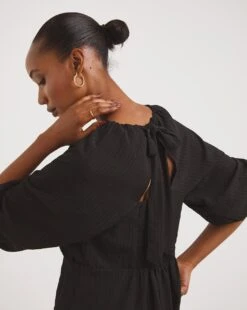 Black Exposed Back Textured Swing Top -Deals Stylo Vex Store x01tu297722w