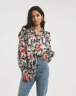 Sheer Shirred Detail Shirt With Cami -Deals Stylo Vex Store x01tu429705w