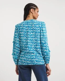 Shirred Yoke Top With Frill Sleeves -Deals Stylo Vex Store x01tu799727w