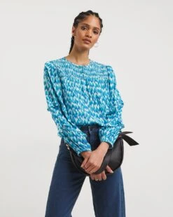 Shirred Yoke Top With Frill Sleeves