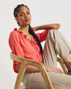 Tie Neck Frill Top -Deals Stylo Vex Store x01tu803725w