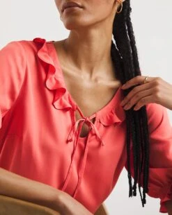 Tie Neck Frill Top -Deals Stylo Vex Store x01tu803727w