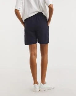 Navy Linen Mix Shorts -Deals Stylo Vex Store x01zh112720w