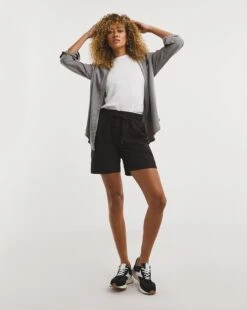 Black Linen Mix Shorts